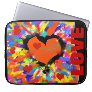 love hearts, pop art laptop sleeve