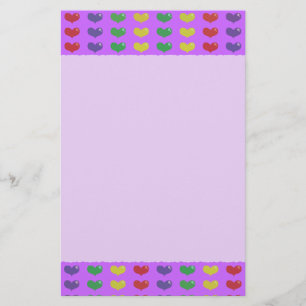 Love Hearts Purple Stationery