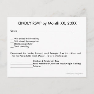 Love Hearts & Purple Thistle RSVP Menu Postcard