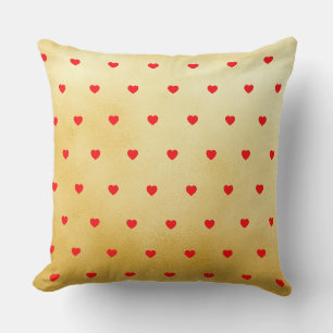 Love Hearts Red and Gold Cushion