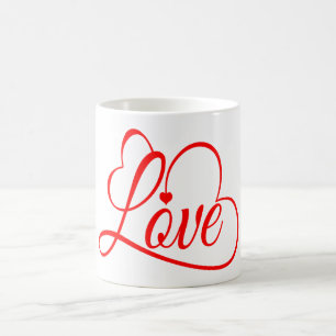 Love Hearts Red And White Coffee Mug