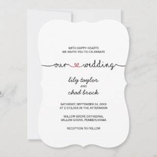 Love Hearts Red Our Wedding Invitation