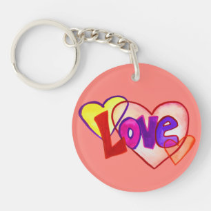 Love Hearts Ring Art Keychain