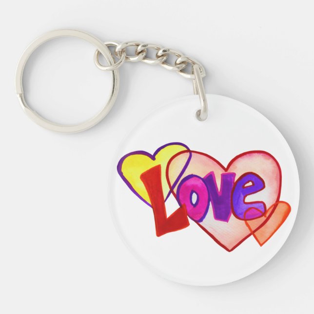Love Hearts Ring Art Keychain (Front)