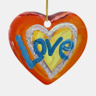 Love Hearts Ripple Art Painting Ornament