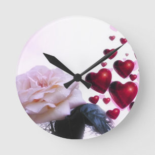 Love Hearts Roses Blossom Flower Destiny Nature Round Clock