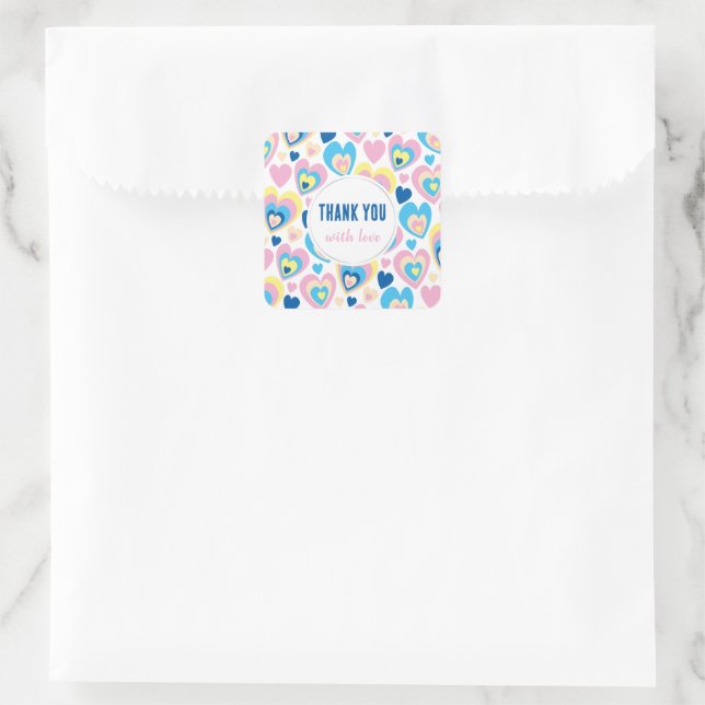Love hearts. square sticker (Bag)