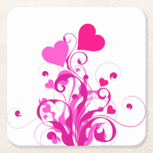 Love Hearts Tree-25053 Square Paper Coaster