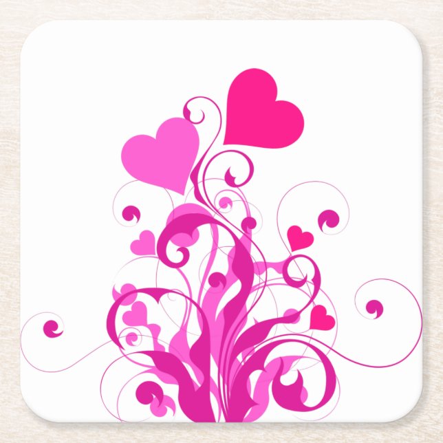 Love Hearts Tree-25053 Square Paper Coaster (Front)