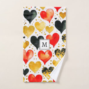 Love Hearts Valentines Romantic Cute Patterned Hand Towel