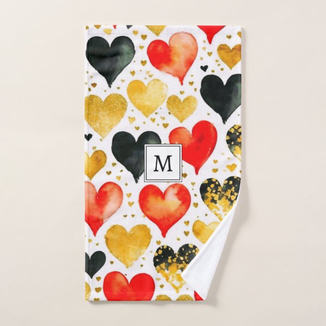 Love Hearts Valentines Romantic Cute Patterned  Hand Towel (Hand Towel)