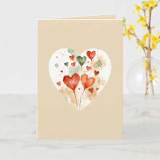 Love hearts Watercolor Greetings Card