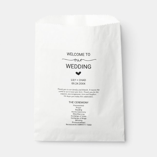 Love Hearts Wedding Ceremony Program Confetti Toss Favour Bag (Front)