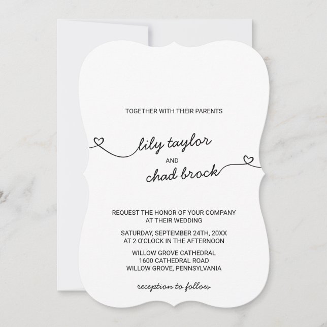 Love Hearts Wedding Invitation (Front)