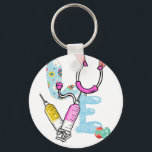 love heathcareworker easter, retro, vintage key ring<br><div class="desc">Durable and lightweight keychain featuring a vibrant,  high-quality print,  perfect for keys,  bags,  backpacks,  small gifts,  souvenirs,  and everyday accessories.</div>