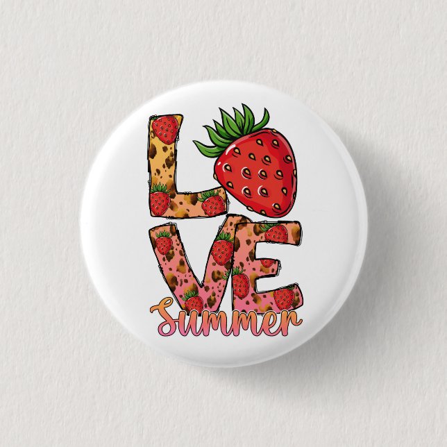 Love Hello Summer Strawberry Button (Front)