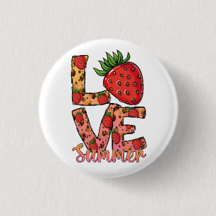 Love Hello Summer Strawberry Button