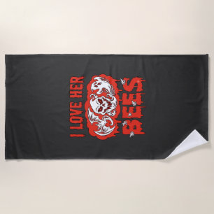 Love Her Bees Skull Ghost Bat Blood Drip Beach Towel