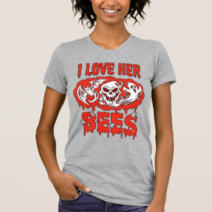 Love Her Bees Skull Ghost Bat Blood Drip T-Shirt