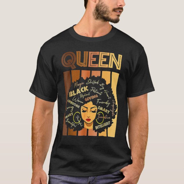 Love Her Black History Month Queen Melanin Afro Fr T-Shirt (Front)