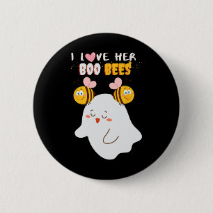 Love Her Boo Bees Funny Halloween Couple Husband B 6 Cm Round Badge