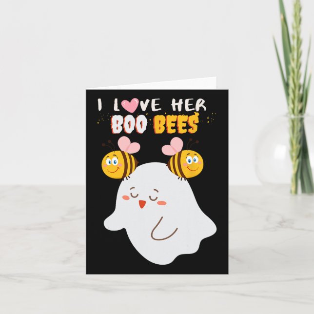 Love Her Boo Bees Funny Halloween Couple Husband B Card (Front)