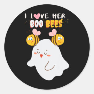 Love Her Boo Bees Funny Halloween Couple Husband B Classic Round Sticker