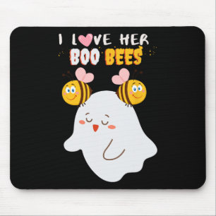 Love Her Boo Bees Funny Halloween Couple Husband B Mouse Pad