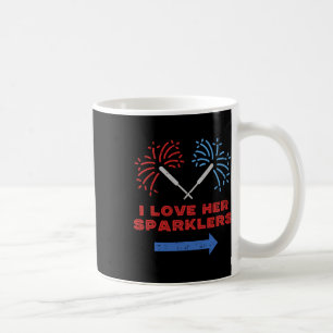 Love Her Sparklers Matching Couple 4th Of July Men Coffee Mug