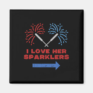 Love Her Sparklers Matching Couple 4th Of July Men Magnet