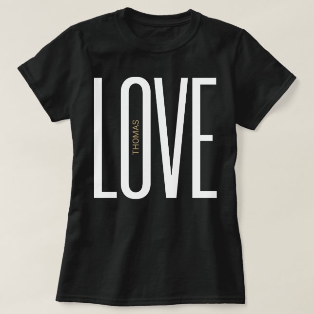 Love High Letters Monogram White Gold Chic Design T-Shirt (Design Front)