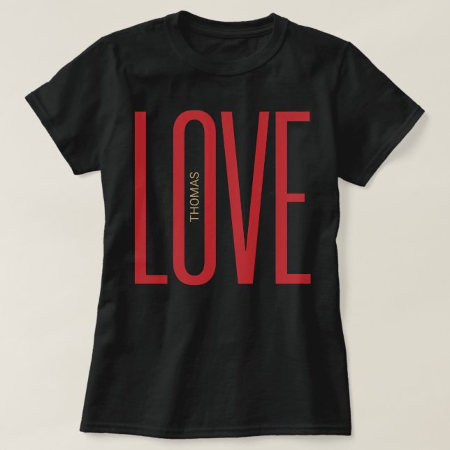 Love High Letters Red Golden Monogram Chic Design T-Shirt (Design Front)