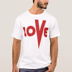 Love High V Letter Art Red And Gold Glitter T-Shirt
