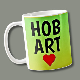 Love HOBART (or your text) Heart on Green Gold Coffee Mug