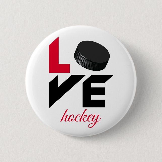 Love hockey 6 cm round badge (Front)