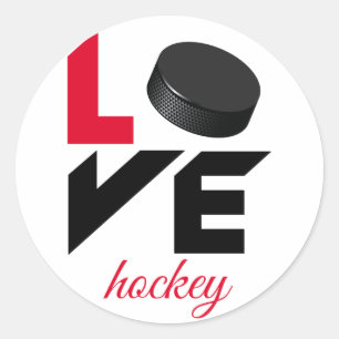 Love hockey classic round sticker