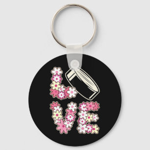 Love Hockey Groovy Hippie 60s 70s Teen Girl Ice Ho Key Ring