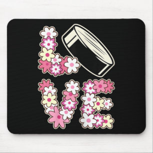 Love Hockey Groovy Hippie 60s 70s Teen Girl Ice Ho Mouse Pad