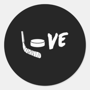 Love Hockey  Ice Hockey  & Gift For Hockey Fans  Classic Round Sticker