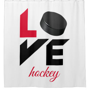 Love hockey shower curtain