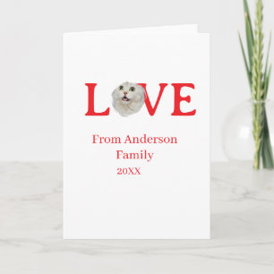 Love holidays cat photo pet family name bold lette card
