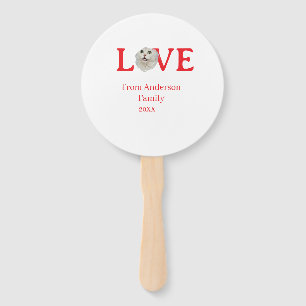 Love holidays cat photo pet family name bold lette hand fan