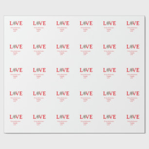 Love holidays cat photo pet family name bold lette wrapping paper