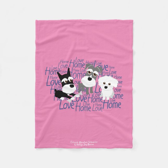 Love, Home - Customisable Schnauzer Fleece Blanket (Front)
