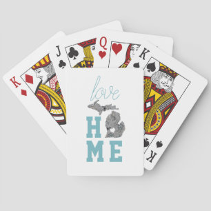 Love Home Michigan Floral Filled State Playing Cards