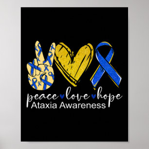 Love Hope Ataxia Awareness Blue Ribbon Poster