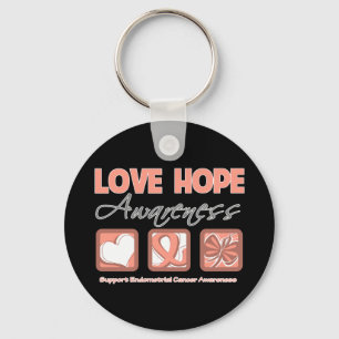 Love Hope Awareness Endometrial Cancer Key Ring