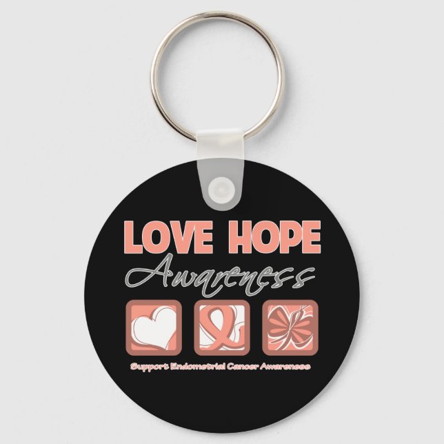 Love Hope Awareness Endometrial Cancer Key Ring (Front)