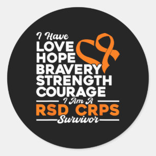 Love Hope Bravery Strength Rsd Crps Awareness Classic Round Sticker