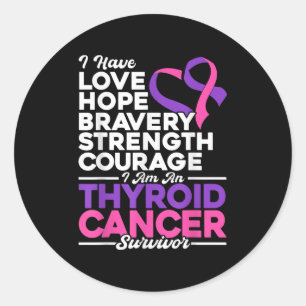 Love Hope Bravery Strength Thyroid Cancer Awarenes Classic Round Sticker